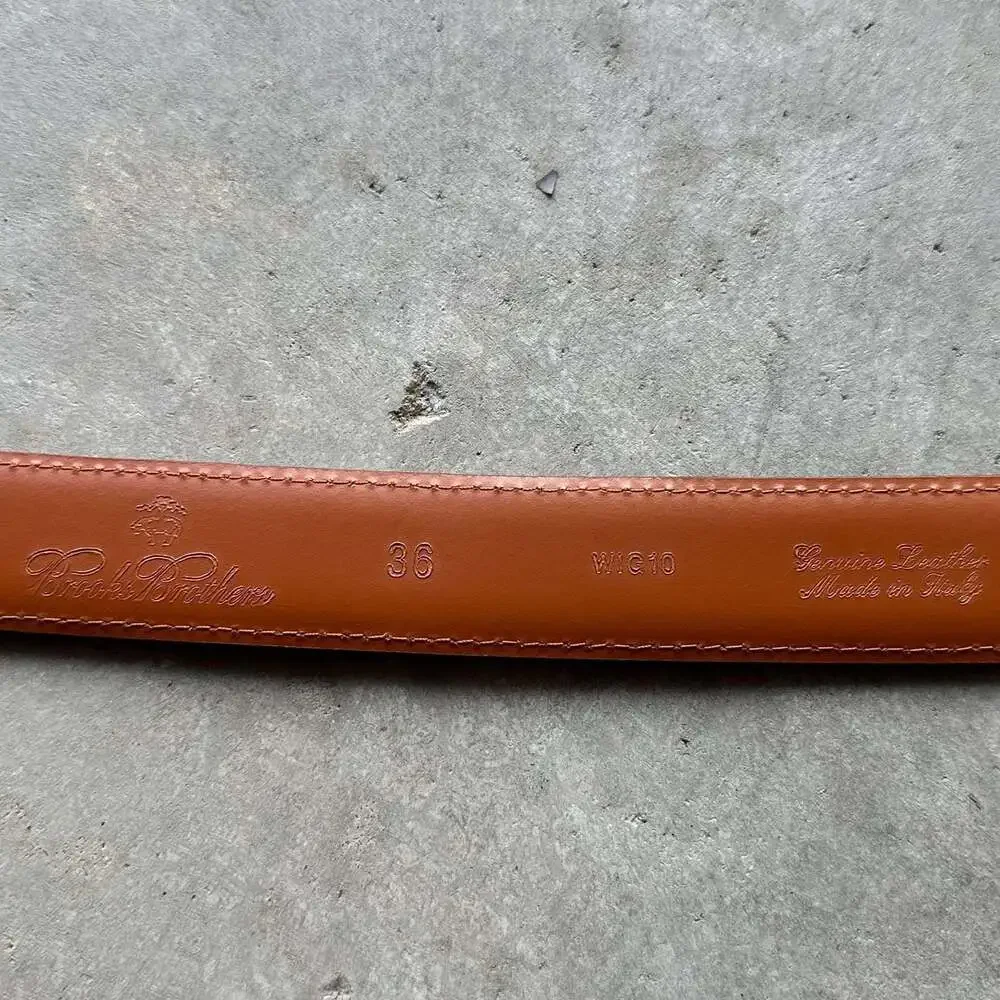 Brooks Brothers Brown Leather Belt with Contrast Stitching - Made in Italy